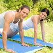 Cheerful couple on outdoor fitness workout