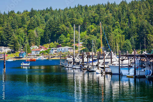 Photo: White Sailboats Marina Reflection Gig Harbor Washington State White Sailboats Marina Reflection Gig Harbor Washington State