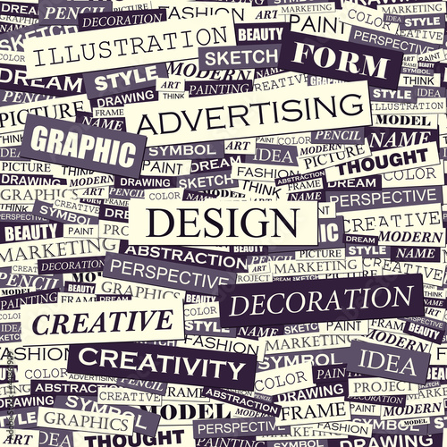 Vector: DESIGN. Seamless word collage DESIGN. Seamless word collage