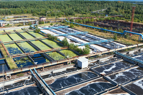 Photo: Water recycling, treatment in huge reservoirs. Top view Water recycling, treatment in huge reservoirs. Top view
