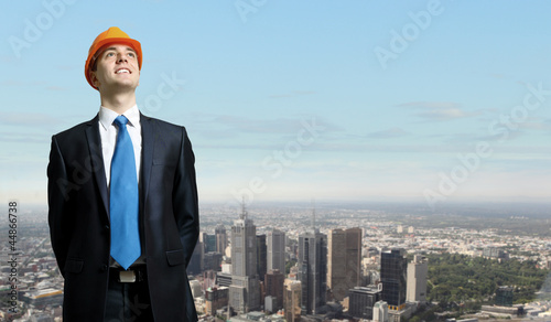 Photo: Businessman standing on the construction site Businessman standing on the construction site