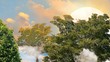trees and waterfalls step backward with amazing morphing