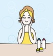 スキンケアをする女性のイラスト