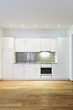 interior empty house with wooden floor, kitchen