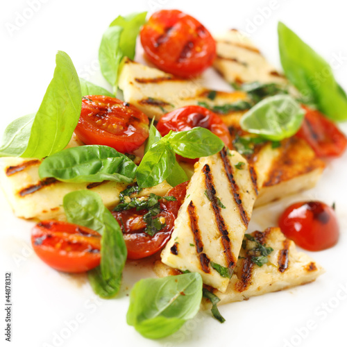 Photo: Grilled Halloumi Cheese and roasted tomato salad. Grilled Halloumi Cheese and roasted tomato salad.