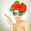sexy young woman  smoking