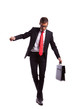 Business man balancing and walking forward