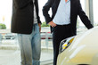 Man buying car from salesperson