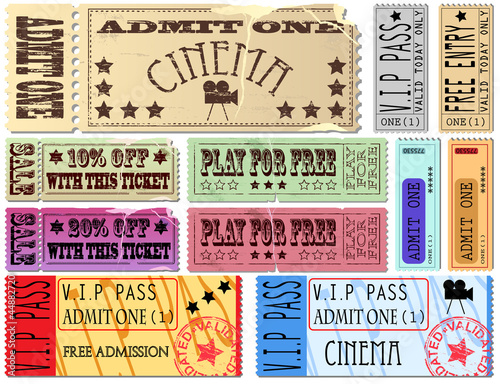 Vector: Cinema and admit one ticket Illustrations Cinema and admit one ticket Illustrations