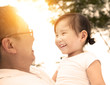 happy little girl with father