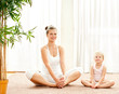 Photo: Mother and daughter doind exercise Mother and daughter doind exercise