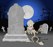 Vector: Halloween cemetery background with tombs and funny cartoon mummy Halloween cemetery background with tombs and funny cartoon mummy