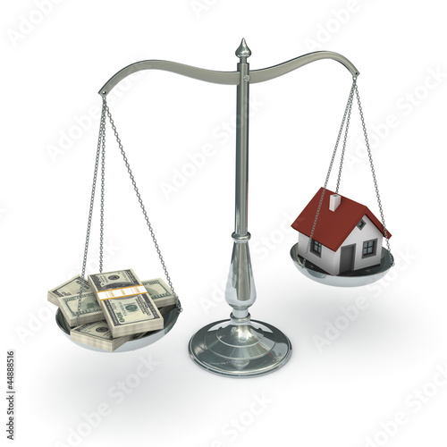 Illustration: scales_dollars_house scales_dollars_house