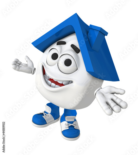 Illustration: Kleines 3D Haus Blau - Na geht doch! Kleines 3D Haus Blau - Na geht doch!
