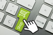 Shop. Hand. keyboard key