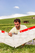 young man with model airplane