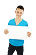 Photo: Young man holding blank sign Young man holding blank sign