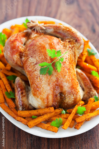 Photo: Roasted chicken and spicy pumpkin Roasted chicken and spicy pumpkin