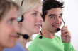 Three young call-center workers