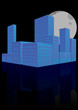 city 3d sunset
