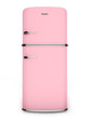 Illustration: Retro pink refrigerator. Front view Retro pink refrigerator. Front view