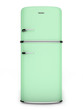 Illustration: Retro green refrigerator. Front view Retro green refrigerator. Front view