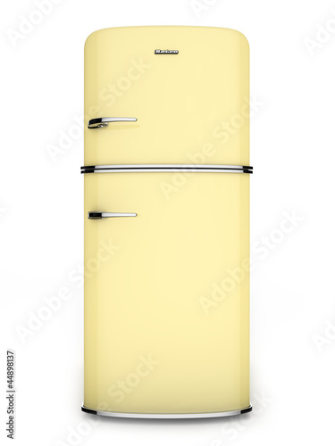 Illustration: Retro yellow refrigerator Retro yellow refrigerator