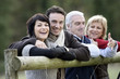 A family walking in the countryside