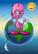 Illustration: pink alien pink alien