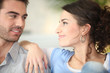 Couple looking at each other