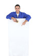 Male artisan worker with message board