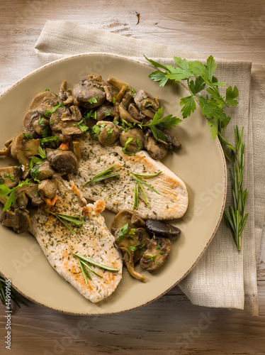 Photo: chicken fillet with sauteed mushroom chicken fillet with sauteed mushroom