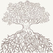Abstract tree with branches and roots silhouette