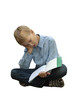 The boy reads