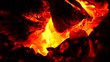 Hot fire burning down in boiler.