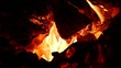 Burning down hot red fire in the boiler.