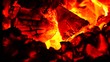 Red, hot fire in boiler burning.