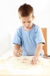 Small boy cutting cookies