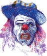scary clown (drawing, isolated on white)