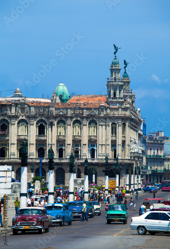 Photo: Great Theatre and heavy trafic, old town, Havana, Cuba Great Theatre and heavy trafic, old town, Havana, Cuba