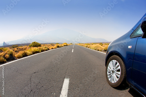 Photo: Car road perspective vanishing to infinity in Tenerife Car road perspective vanishing to infinity in Tenerife