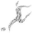 Illustration: football player pictogram with black color words on white backgr football player pictogram with black color words on white backgr