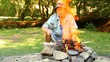 Video: Men sitting by campfire Men sitting by campfire