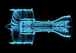 Jet engine turbine (3D xray blue transparent)