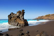 Beach el Bollullo black brown sand and aqua water