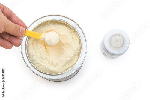 Photo: powdered milk preparing with clipping path powdered milk preparing with clipping path