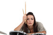 An austere drum player