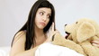 Video: Happy beautiful woman play with stuffed animal Happy beautiful woman play with stuffed animal