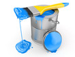 Paint can and paintbrush. 3d