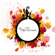 Vector Illustration of a Halloween Background with Leaves